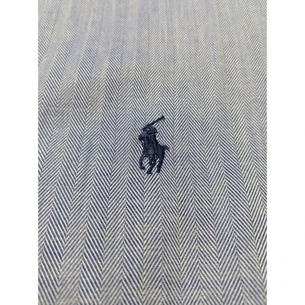 VTG POLO RALPH LAUREN YARMOUTH Herringbone Men‎ 17-35 Cotton Button Dress Shirt